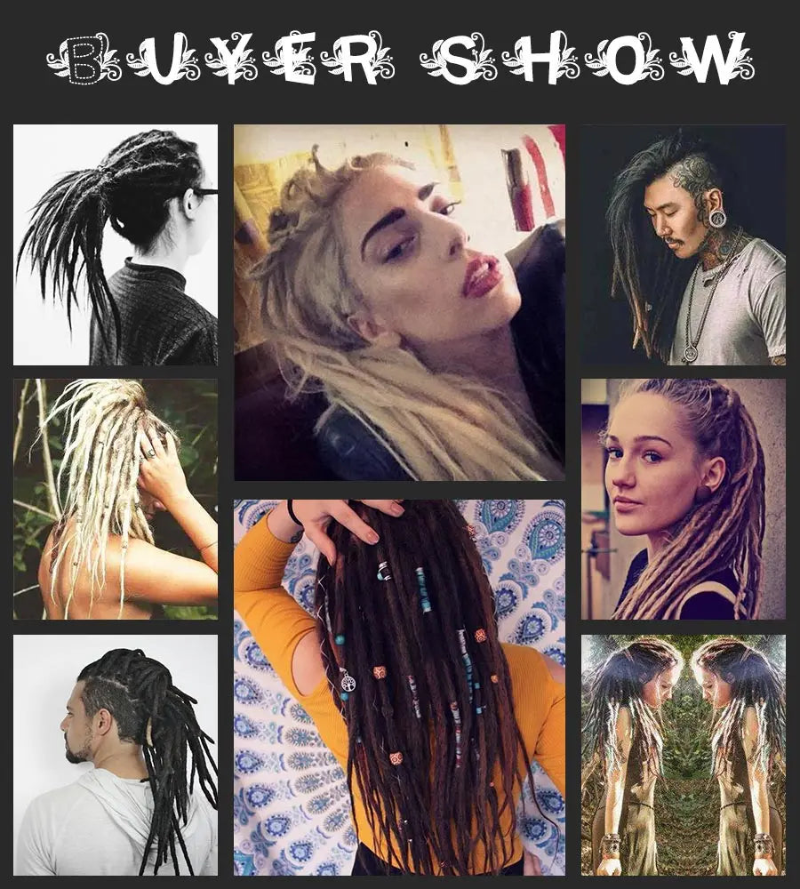 Leeons Synthetic Hair Handmade Dreadlocks Hair Extensions Crochet Hair Black Brown 1 Strands Dreadlock for Women and Men 20 Inch