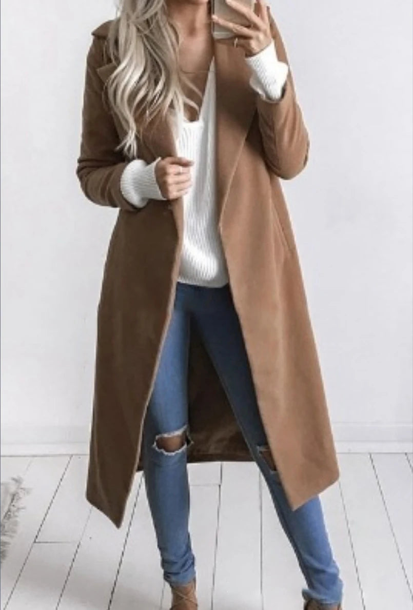YQY002 New Styles Autumn Fashion Leisure Ladies Long Coats for Women Woolen Coat