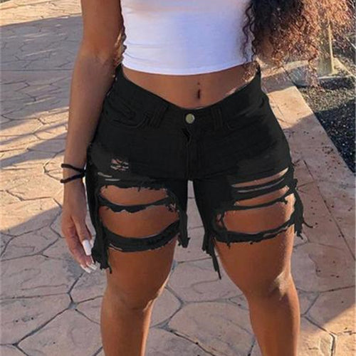 Wholesale Ladies Stylish Plus Size Ripped Women Destroyed Jean Shorts Jeans Pants