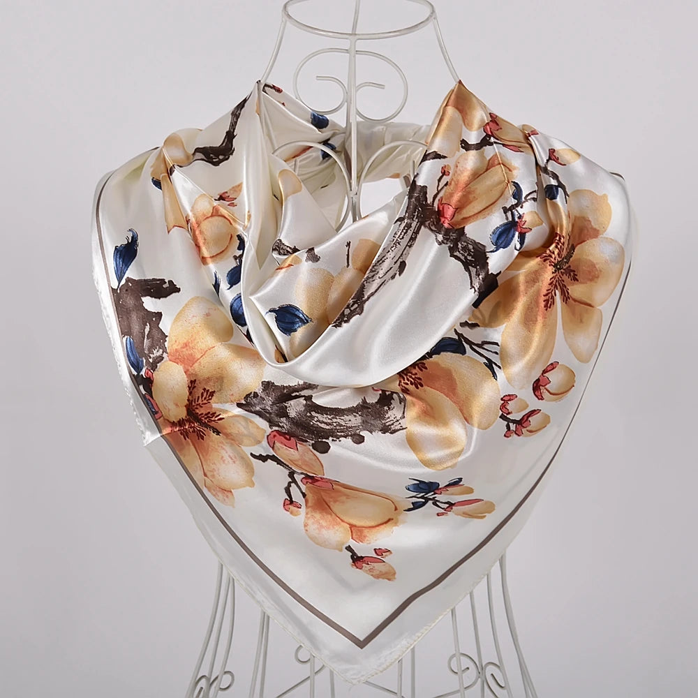 [BYSIFA] Hijab Scarf New Black Women Silk Square Scarf Shawl Luxury Brand Winter Scarves Kerchief Spring Female Fall Head Scarfs