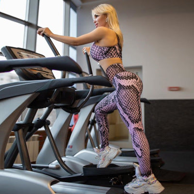2022 Women Activewear Two Piece Set Leopard Yoga Legging Sets Snakeskin Clothing Workout Gym Fitness Sets for Women