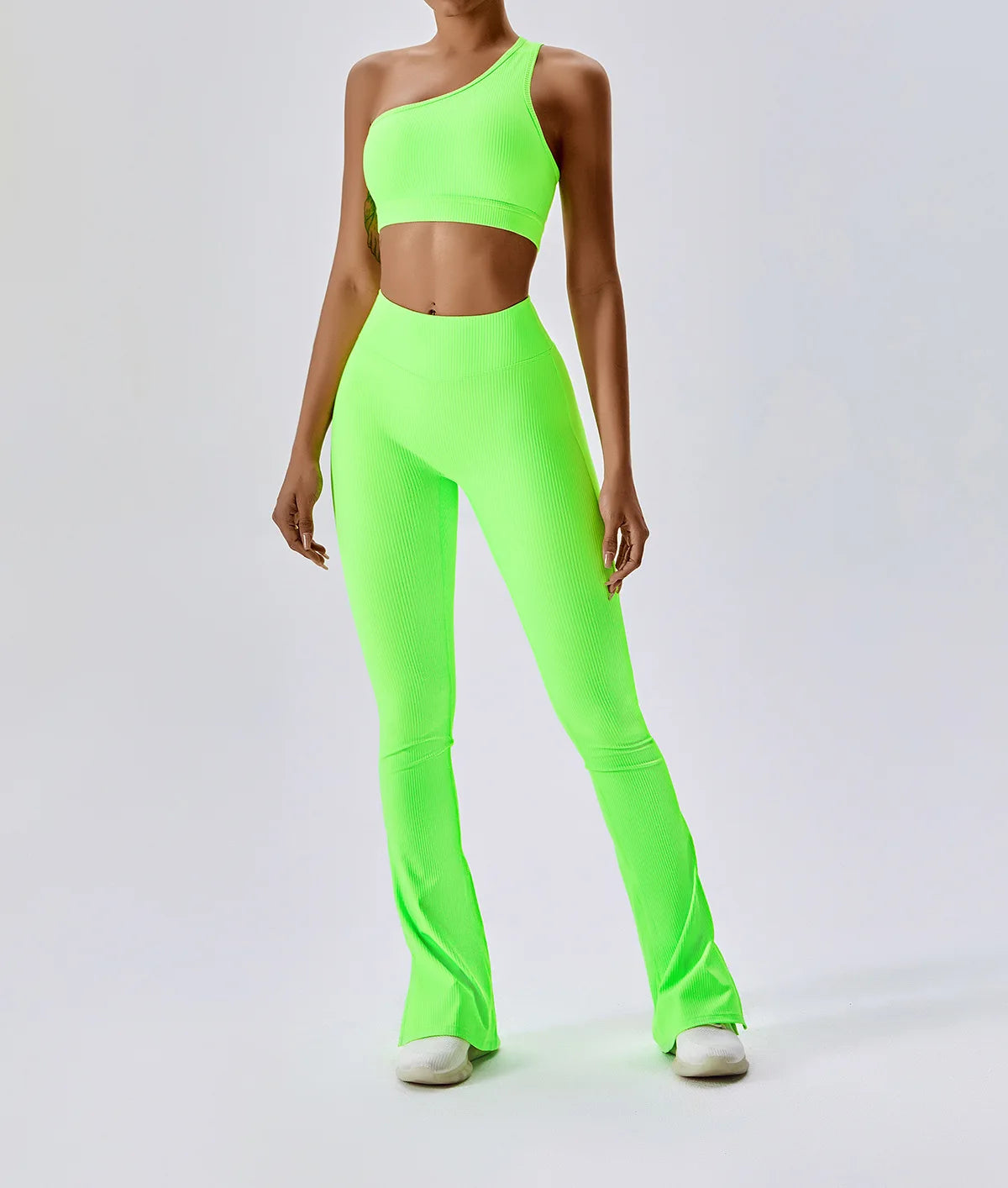 Activewear Custom Gym Workout Fitness Pant Flare Set Casual Ribbed Soft 2 Pieces Yoga Flared Leggings Set for Women