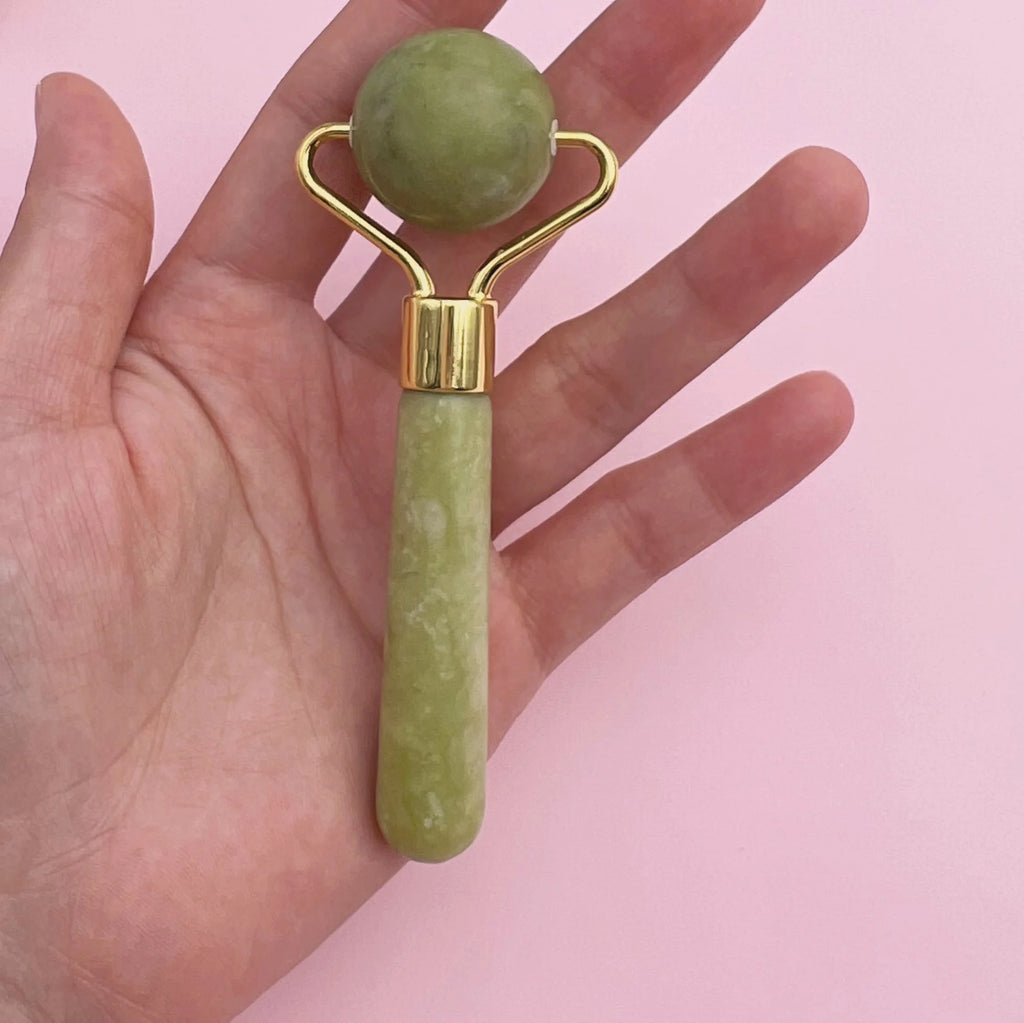 Custom Logo Facial Beauty Roller Skin Care Tools Mini Rose Quartz Green Jade Roller Massager