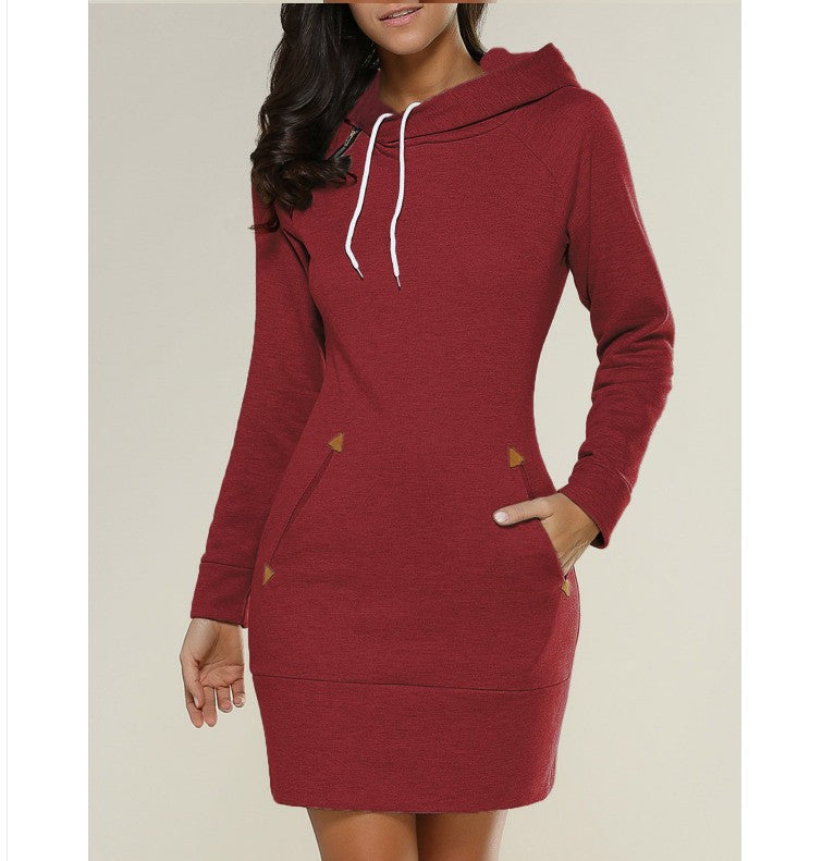 Dropshipping Solid Color Hoodie Dress Women Clothes Plus Size Women's Dresses Casual Dresses