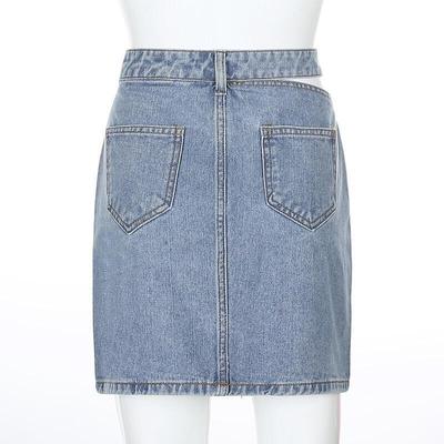 New Large Size Women's Hip Skirt Solid Color Denim Short Jeans Skirts Ladies Blue Jean Skirt