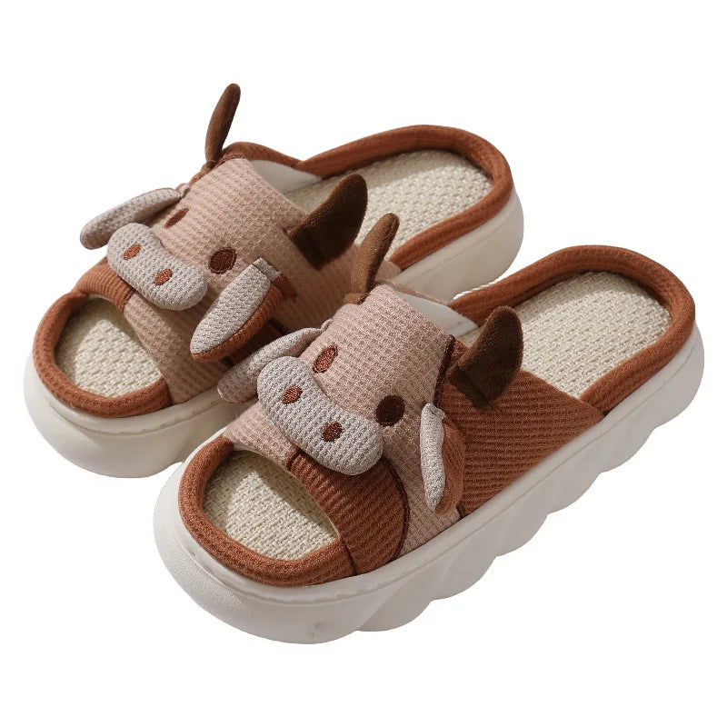 Hot-Selling Cute Animal Slipper Home Cow Print PVC Bottom Summer Women Sandals Indoor Slippers