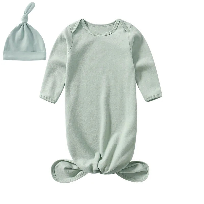 Green Baby Gown Coming Home Outfit Newborn Knotted Gown Hospital Baby Outfit Baby Sleeper Custom Baby Shower Gift Newborn Set
