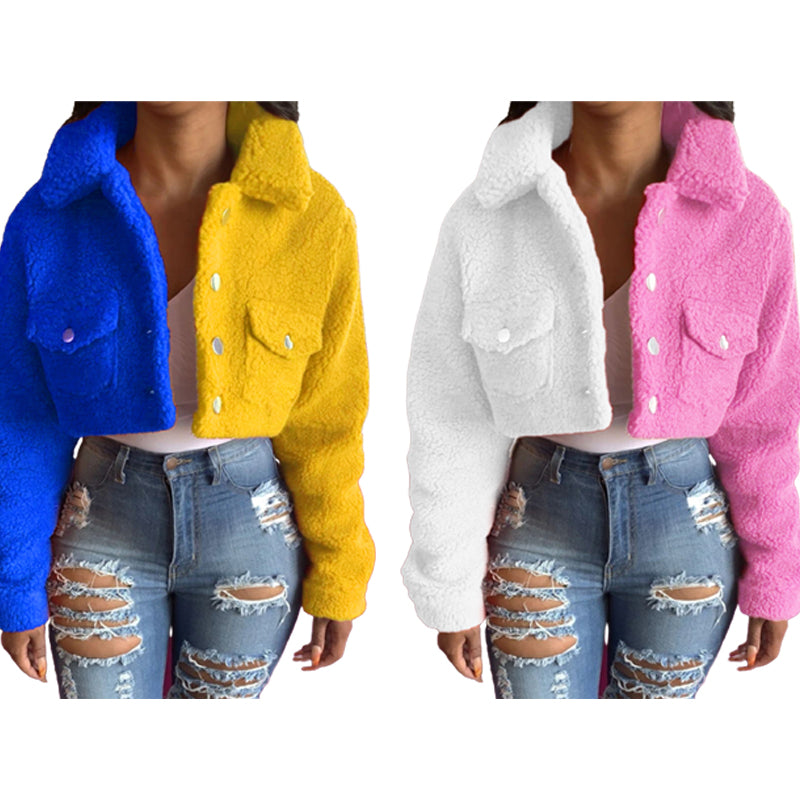 Women Woollen Coat Jackets Winter Crop Tops Coats Fashionable Girl Trendy Jackets for Women Ladies Down Parkas Coats