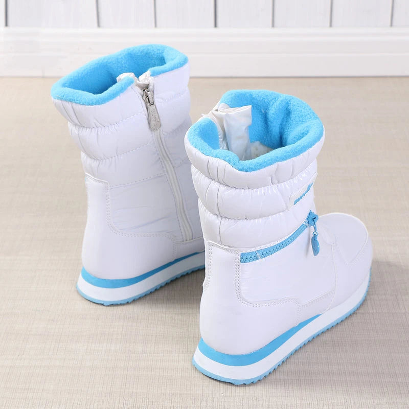 Women Winter Boots Lady Warm Shoes Women's Snow Boot Inside Mixed Natural Wool Solid Color White Winter Boots