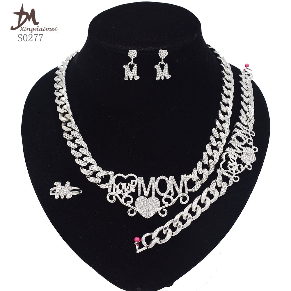 T0245 High Quality 14K Gold Plating Jewelry Women Jewelry Set 14k Gold Plating Diamond XOXO Jewelry Set