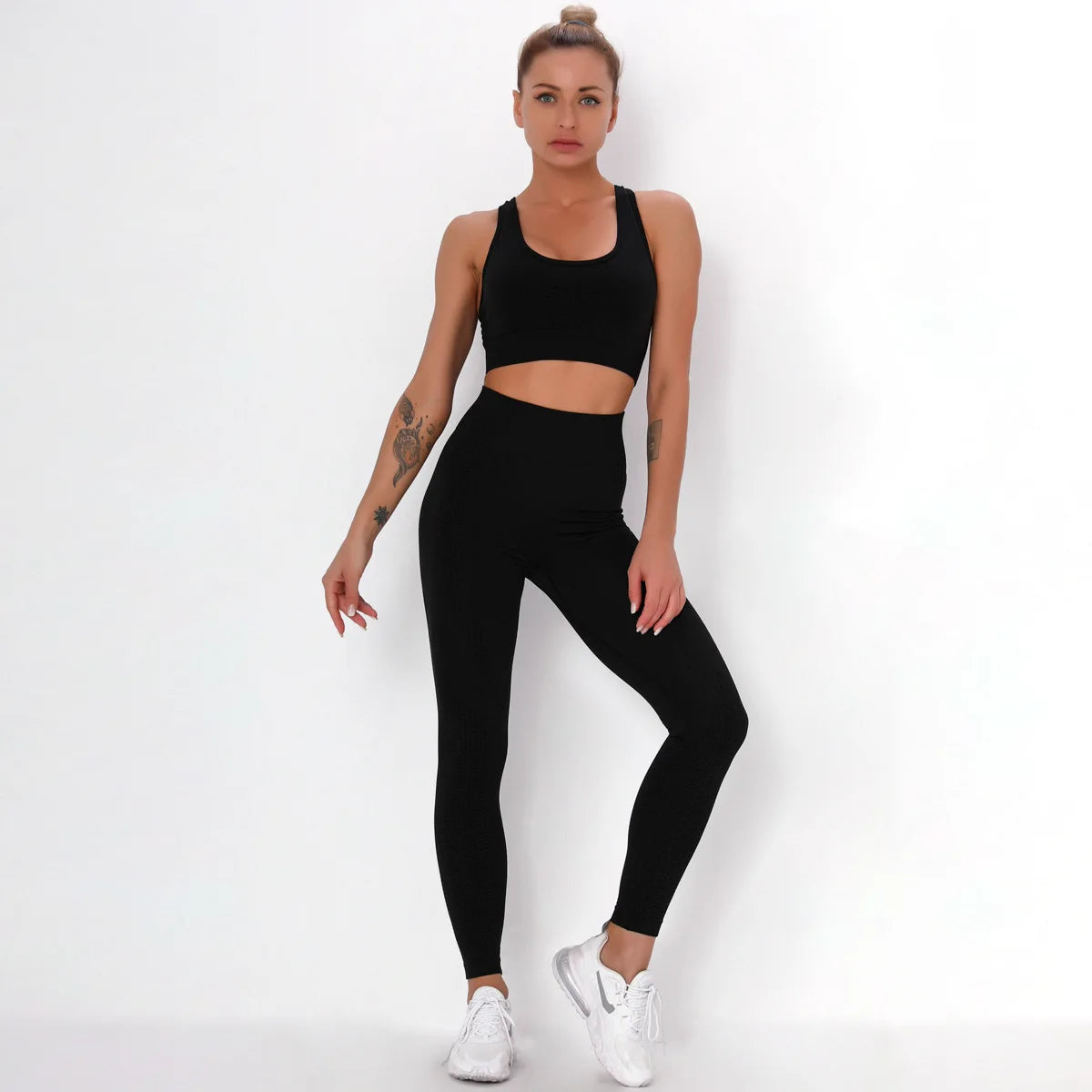 Women Breathable Slim Fit Seamless Yoga Set Fitness Workout Activewear Gym Sets