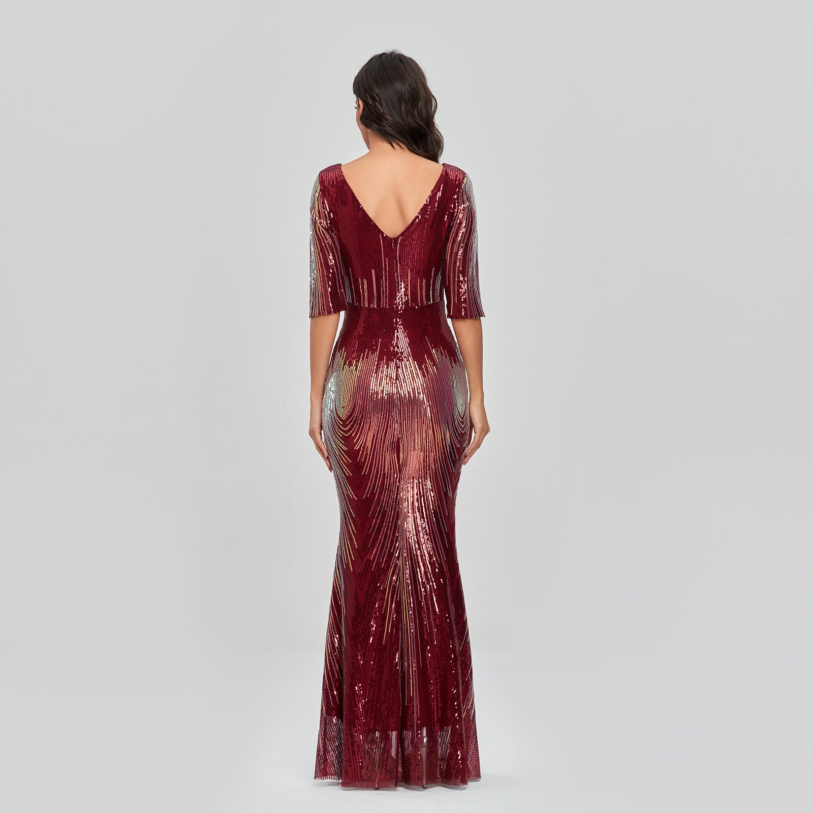 2XL Wedding Guest Sequin Dresses Women Party Half Sleeve Prom Dresses 2021 - My Store