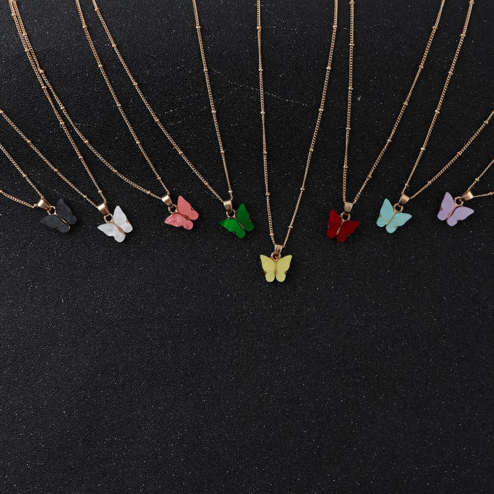 Wholesale Women Fashion Accessories Gold Plated Colorful Girlfriend Gift Butterfly Design Jewelry Women Jewellery Necklace