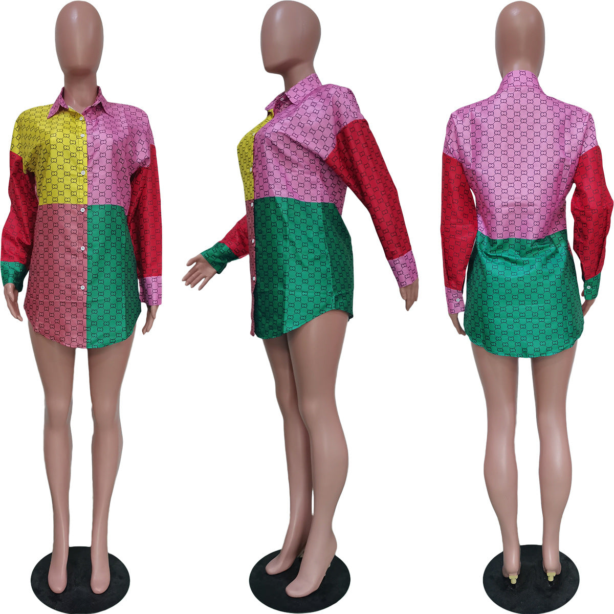 Fall Skirt Dresses Women Clothing Printing Dress Autumn Color Matching Women Skirt Dresses