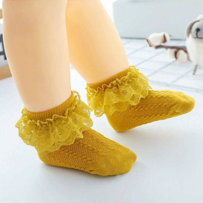 Wholesale Baby Lace Ruffle Socks Newborn Cotton Baby Girls Sock Cute Toddler Socks Princess Style Baby Accessories