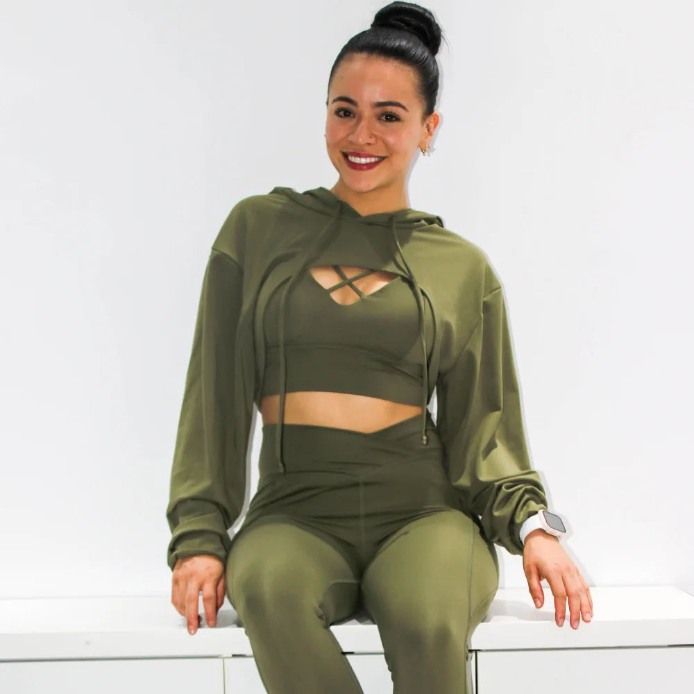 Wholesale Womens v Waistband Leggings Yoga Suits 3pcs Tracksuits Quick Dry Exercise Apparel Fitness Training Activewear Set