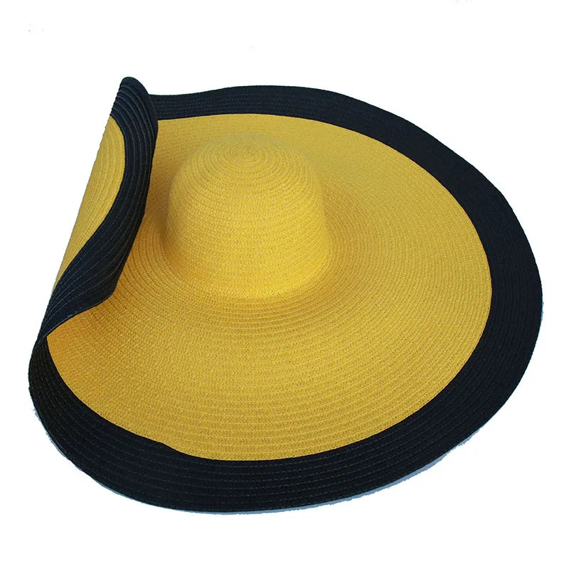 Super Bigger Brim Wide Straw Hats for Women Foldable Paper Beach Hat Summer Sun UV Hats Stage Cap Dropshipping Wholesale