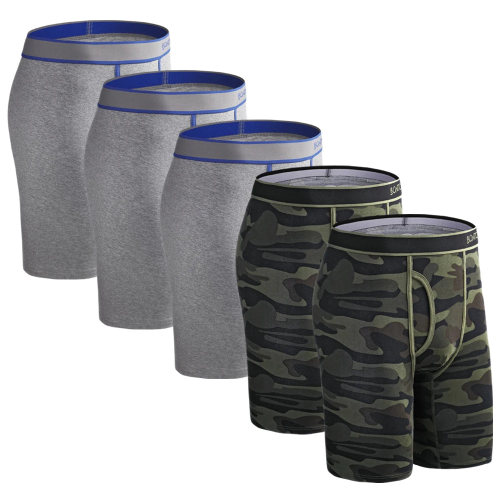 5pcs Long Boxer Mens Boxer Shorts Men Underwear Cotton Brand for Mens Underware Boxers Sexy Boxershorts Underpants Under Wear