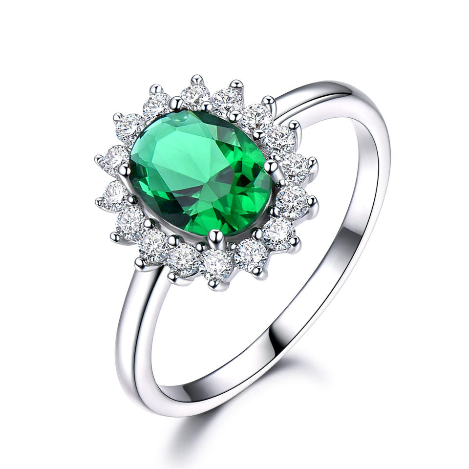 Crystal Rings Natural Stone Sterling Silver 925 Jewellery Non Tarnish Jewelry Created Sapphire Silver Ring