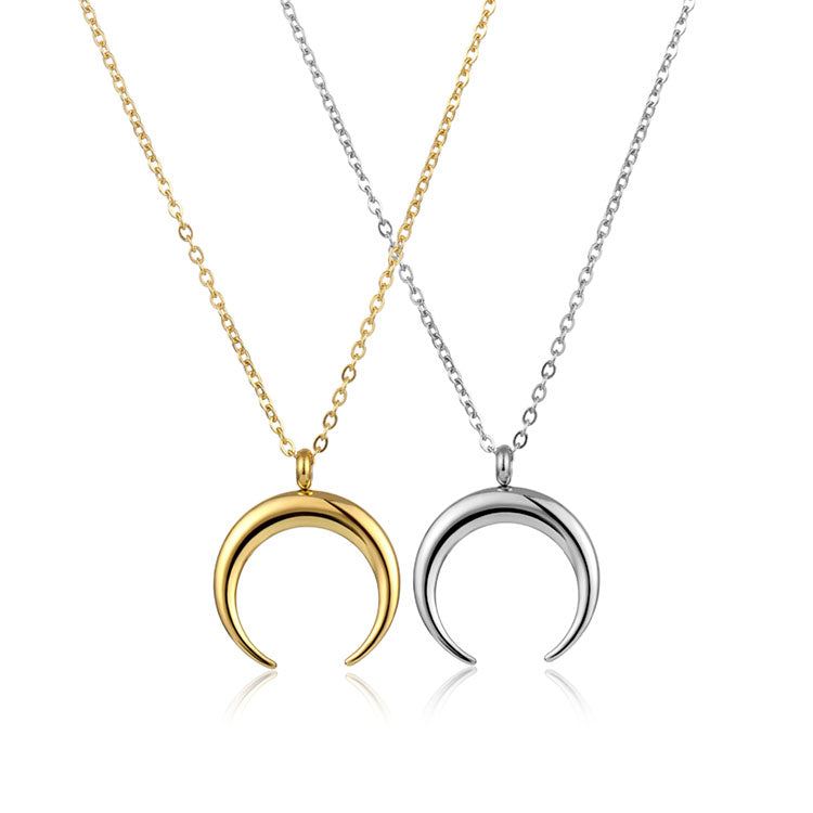 Women Dainty  Jewellery Jewelry Stainless Steel Gold Plated Moon Necklace