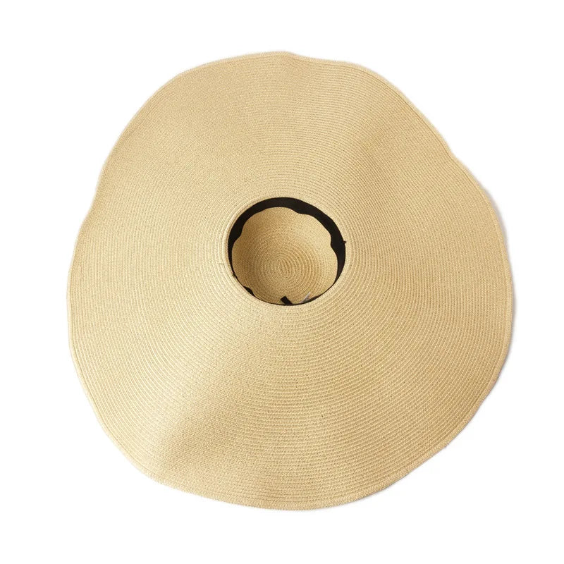 Super Bigger Brim Wide Straw Hats for Women Foldable Paper Beach Hat Summer Sun UV Hats Stage Cap Dropshipping Wholesale