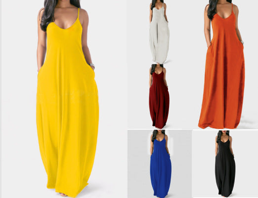Summer Fashion Maxi Dress Women Suspender Women Dresses Summer Ladies Dresses Women Beach