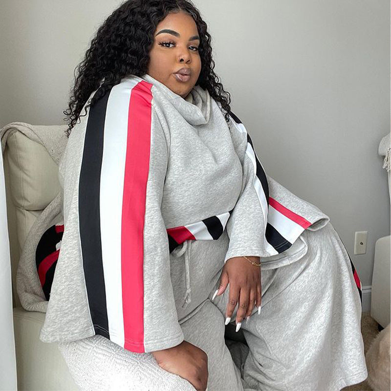 Wholesale Women Long Sleeve Hoodie Trouser Suit Plus Size Activewear Fall Two Piece Set