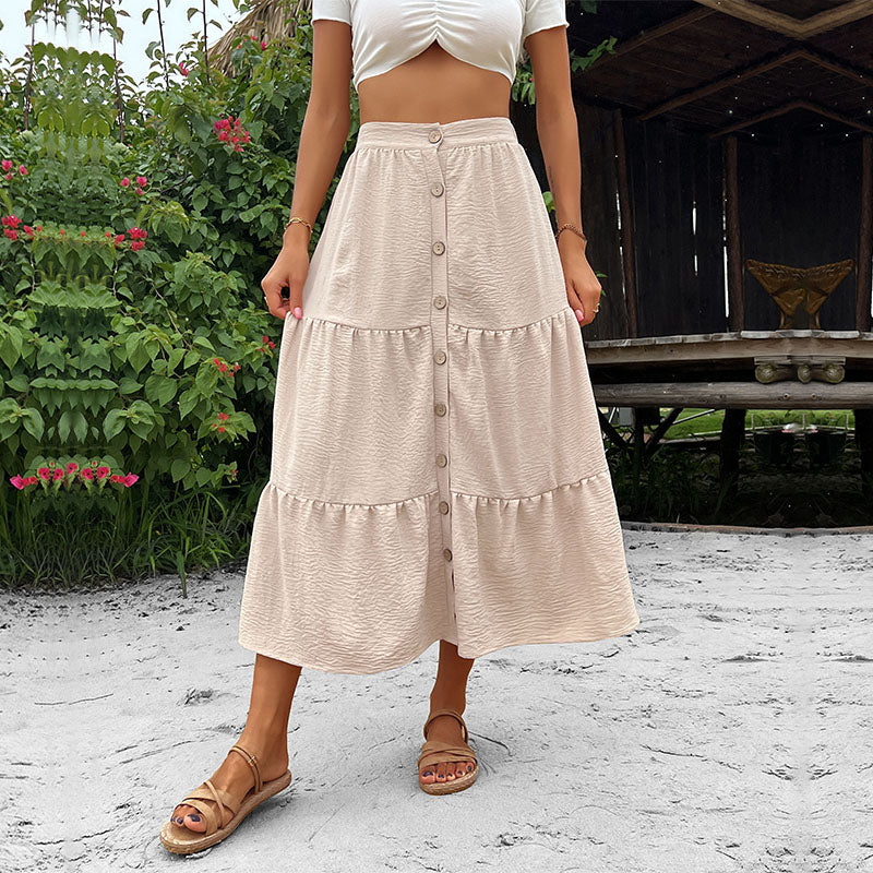 High Quality Brand New Long Skirts 2023 Spring Casual Maxi Skirt Women Cascading Ruffle Ankle Length Skirts