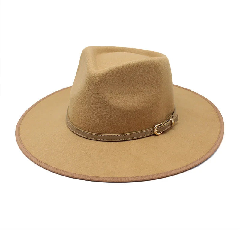 Women Hats Khaki Camel  Wide Brim Felt Fedoras Hats Wool Vintage Dress Formal Church Hat Fashionable Jazz Hats