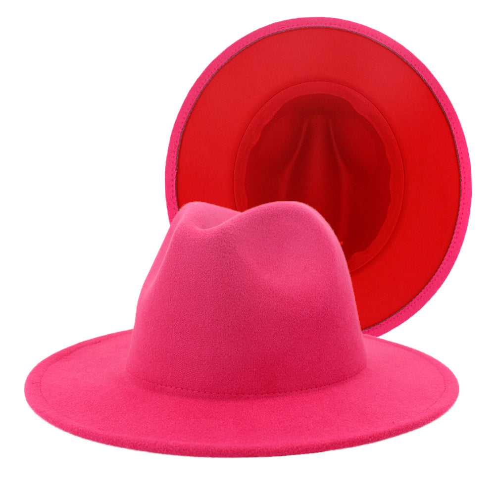 Fedora Hats Women Wholesale Felt Fedora Hats for Men Two Tone Hat Different Color Brim Fedora