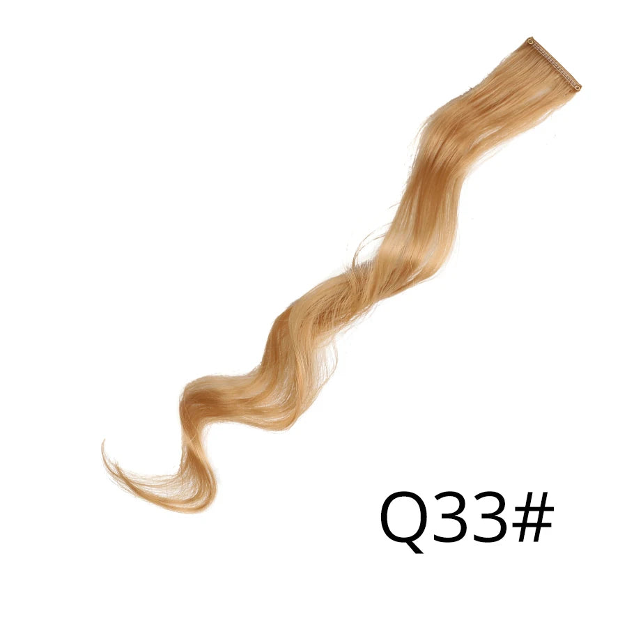 Party Hair Extensions Body Wave Ombre Hairpiece Synthetic Fiber Straight Strands Hair on Hairpins Rainbow Blend in Your Hair