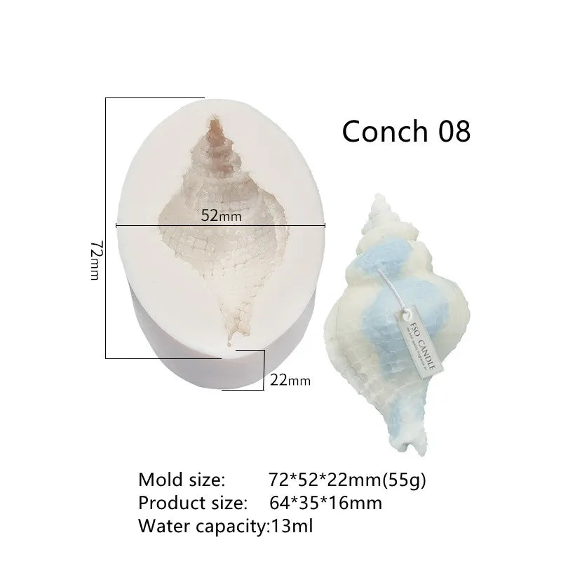 AO1008 DIY Ocean Series Seashell Scented Candle Silicone Mold Shell Candles Silicone Mold