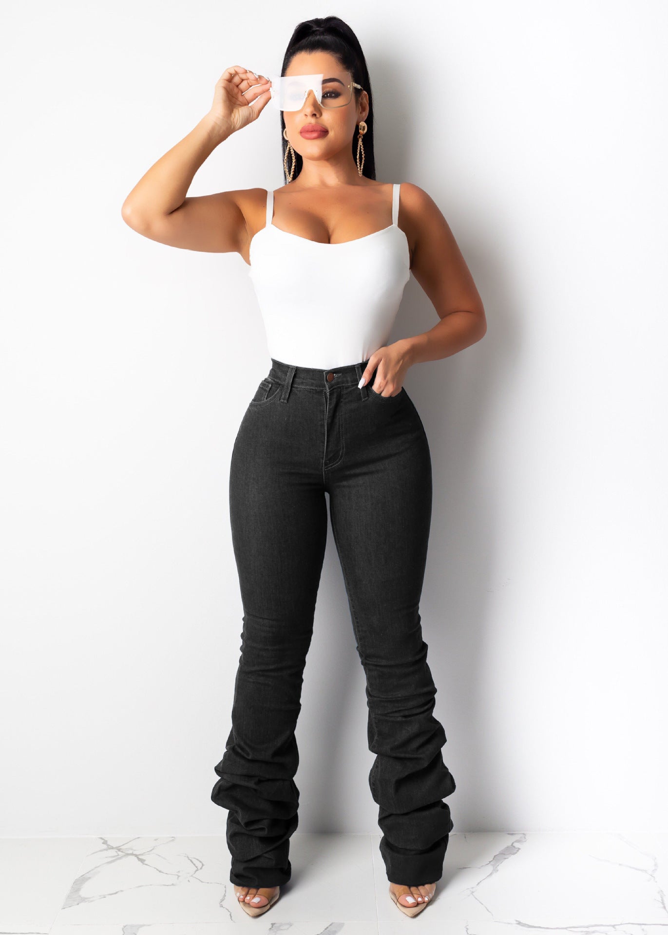 Fashion Streetwear Ladies Jeans Trousers Stacked Jeans Pant Denim Women Jeans
