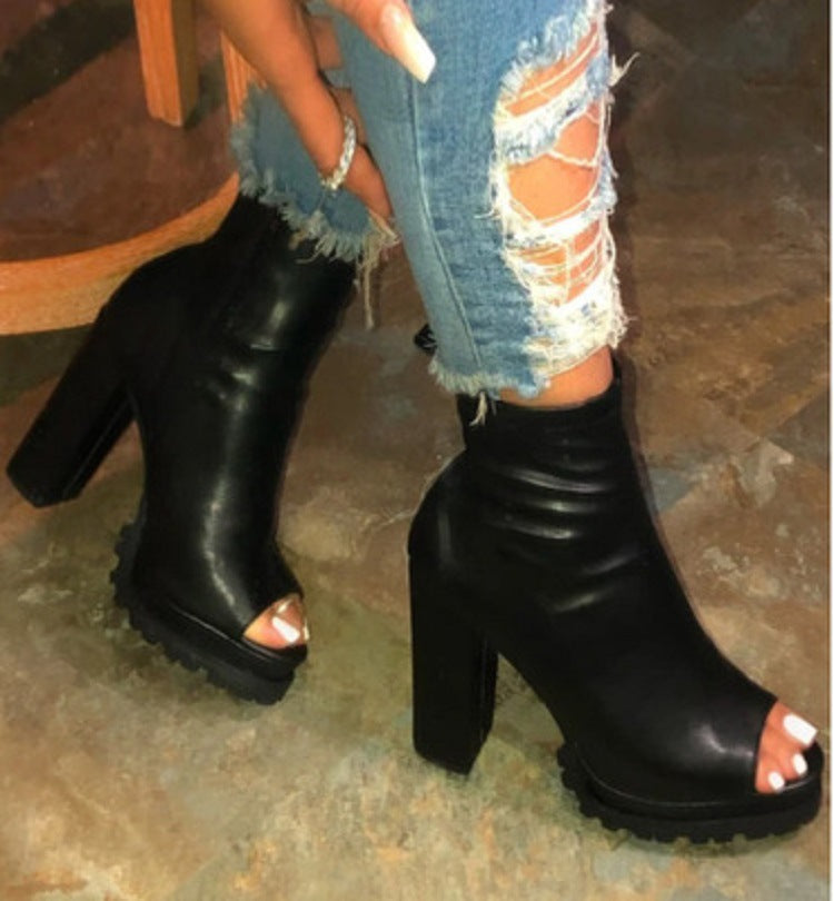 New Style Large Size Fish Mouth Thick Heel for Autumn High Heels Shoes Woman Mature Sexy Women High Heel Shoes