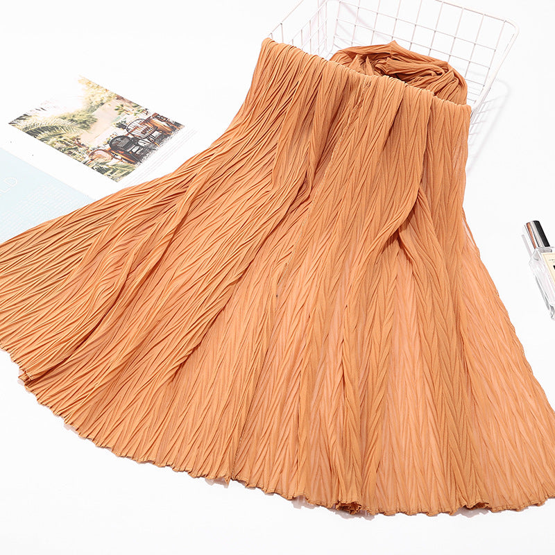 Inner Hijab Under Scarf Long Dubai Pleated Chiffon Hijabs Scarfs 2020 Scarves Muslim