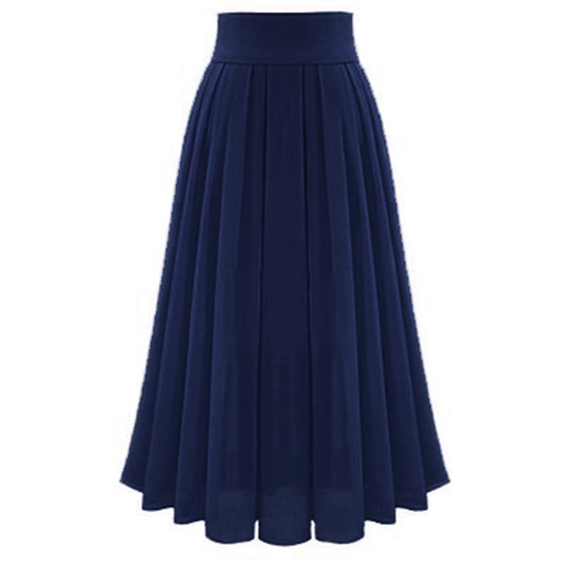 Women Pleated Pleated Skirts Ladies Solid Color Chiffon Long Skirt Women's Skirts