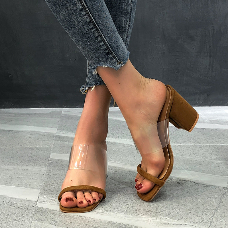 Serpentine Heels Shoes Transparent Fashion Open-Toe Women'S Sandals Wedge Heel