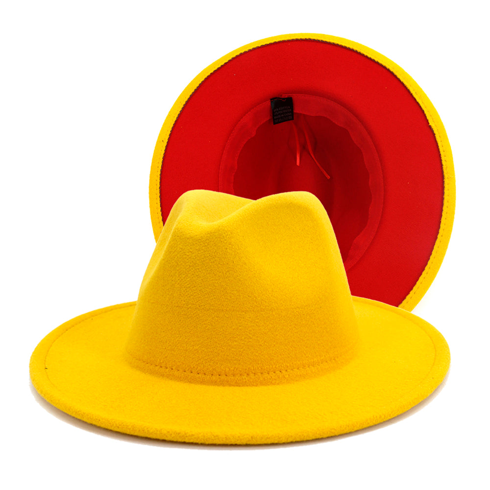 Fedora Hats Women Wholesale Felt Fedora Hats for Men Two Tone Hat Different Color Brim Fedora