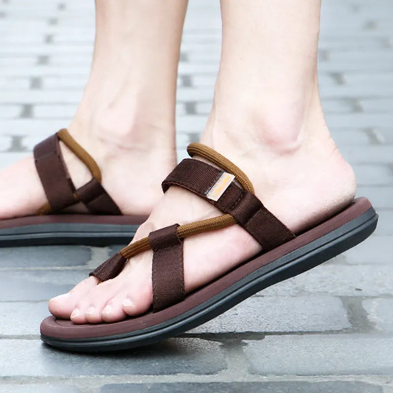 Flip Flops Slip on Flats Slippers Slides Sandals Men Sandalias Hombre Gladiator Casual Sandals Rope Male Summer Roman Beach Shoe