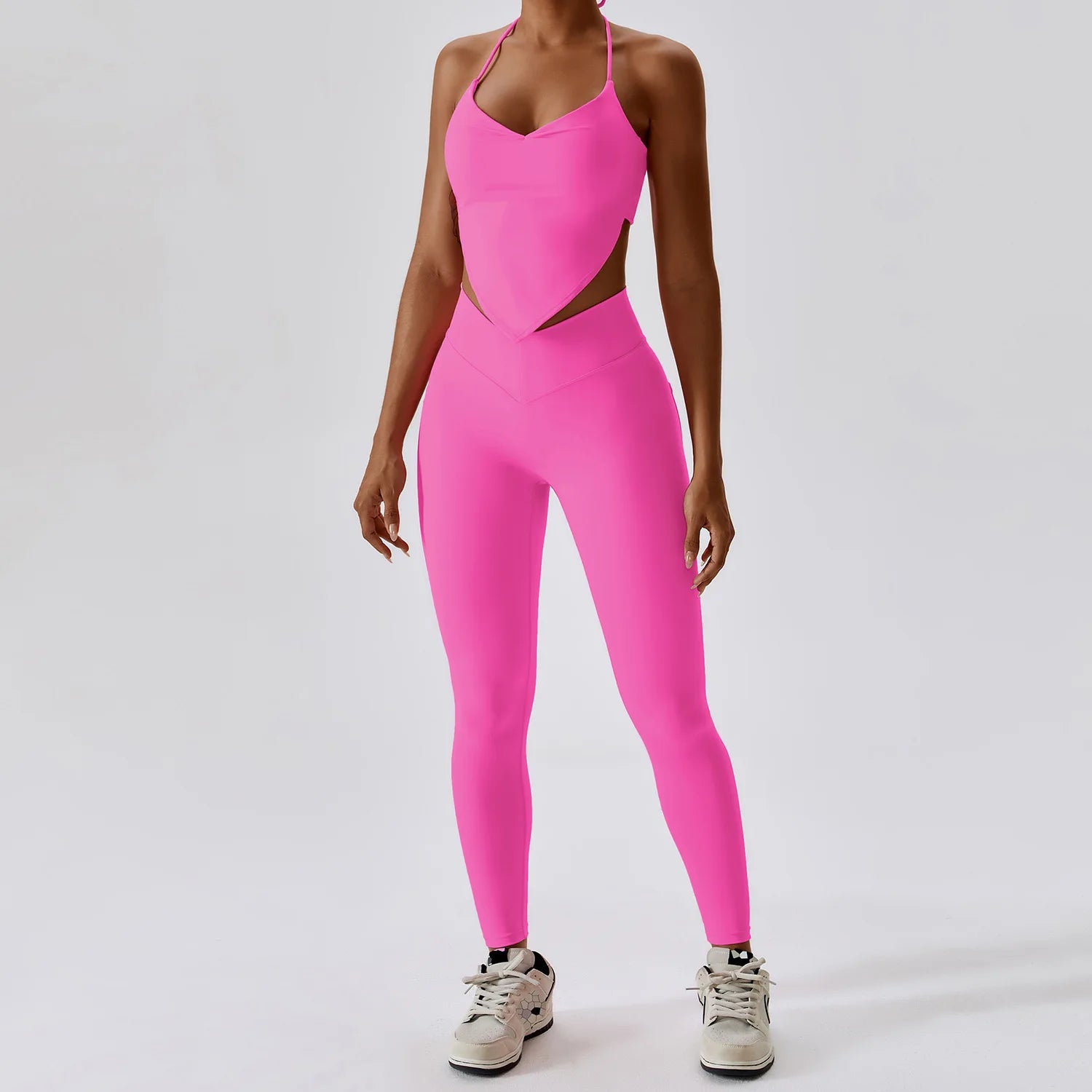2023 New Running Sets New Design Nude Vest Bra Tops Shorts High Waist Leggings Two Piece Activewear Yoga Outfit for Women