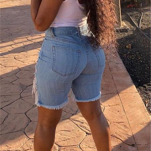 Wholesale Ladies Stylish Plus Size Ripped Women Destroyed Jean Shorts Jeans Pants