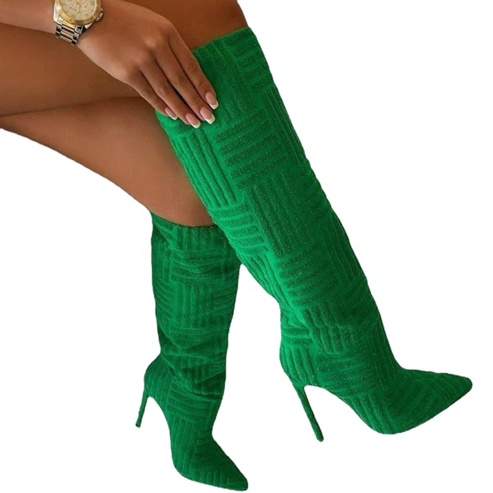 Cowinner Women High Stiletto Heel Boot Knee High Boots