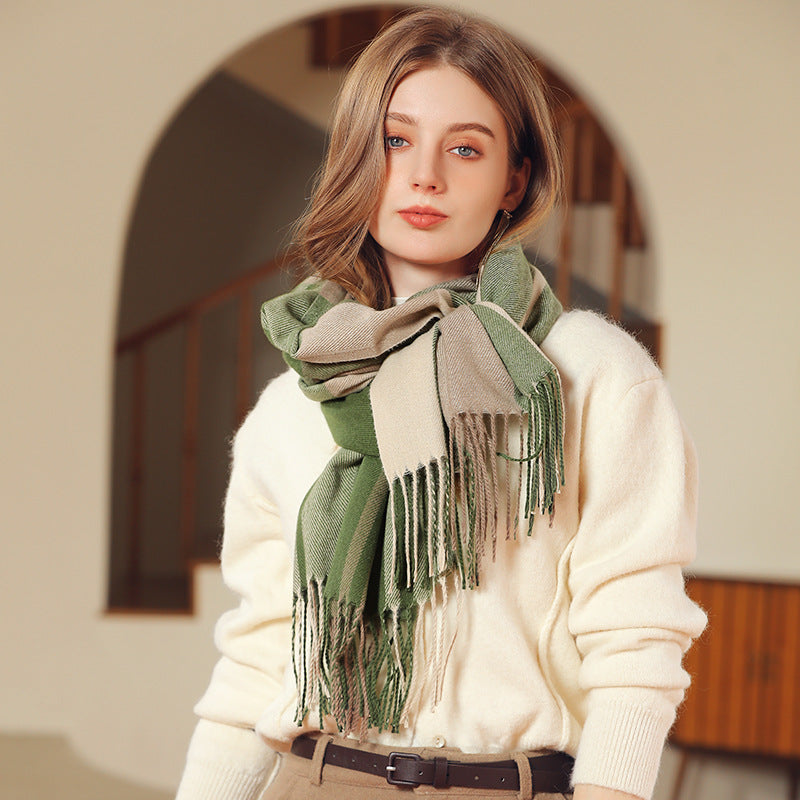 Plaid Scarves Shawls Women Winter Tassel Design Vintage Classic Elegant Gentle Warm Outdoor Leisure Female Daily Other Scarves