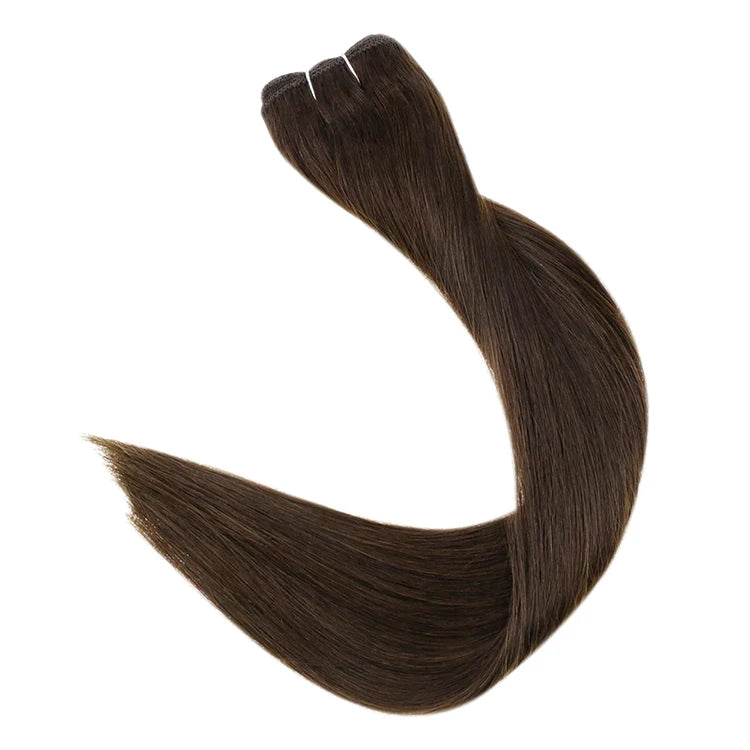 Full Shine Straight Hair Darkest Brown  Human Hair Extensions Virgin Machine Weft Hair Extensions(#2)