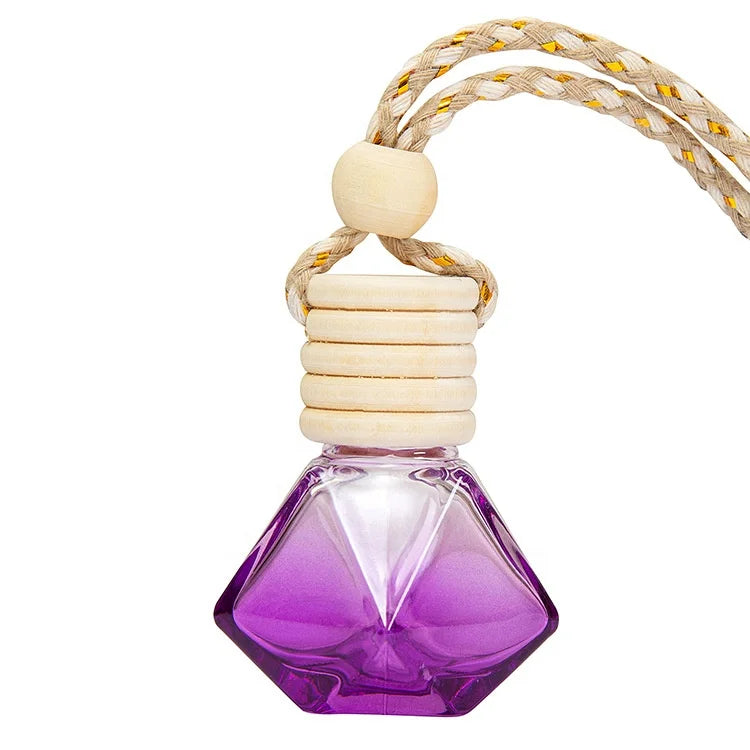 6ml Mini Pocket Glass Perfume Bottle Colorful Rhombus Shape Perfume Diffuser Glass Bottle Empty Bottle Car Hanging Decoration