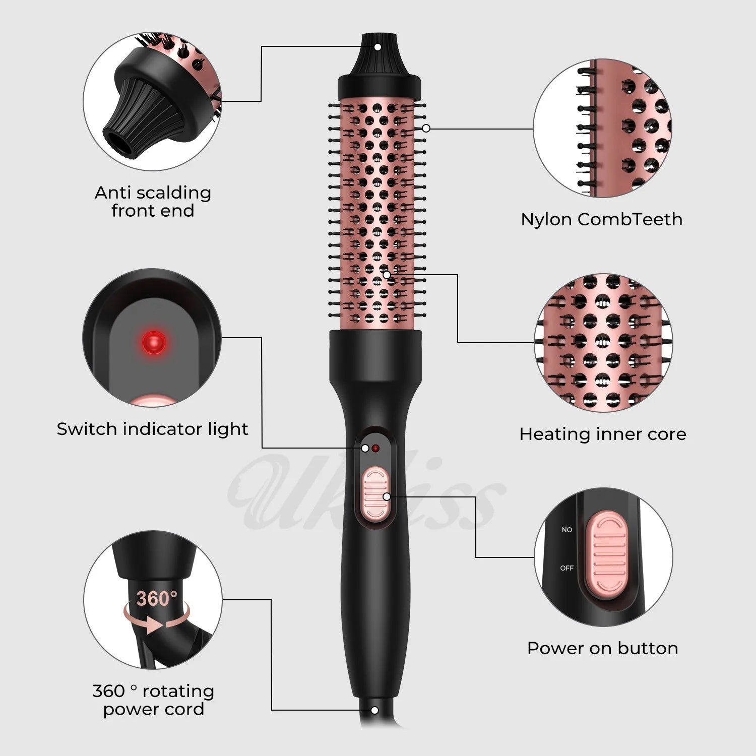 IFINE 2024 Newest Thermal Brush Double MCH Heater 30s Heat/Cool-Tip Burn Protect Non-Damage 180 Degree Beauty Personal Care