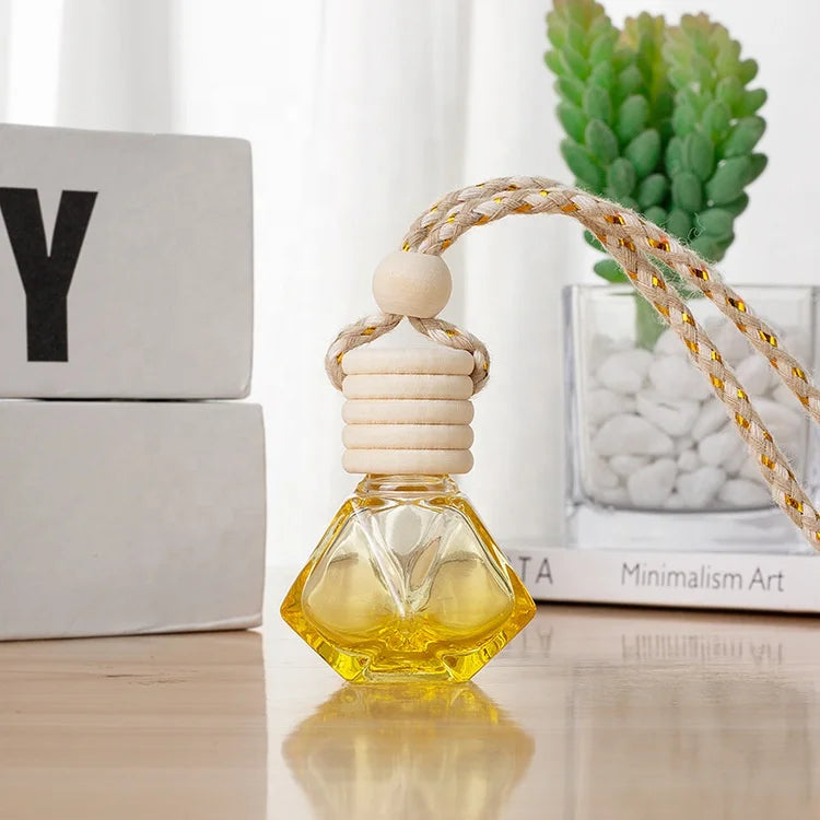 6ml Mini Pocket Glass Perfume Bottle Colorful Rhombus Shape Perfume Diffuser Glass Bottle Empty Bottle Car Hanging Decoration
