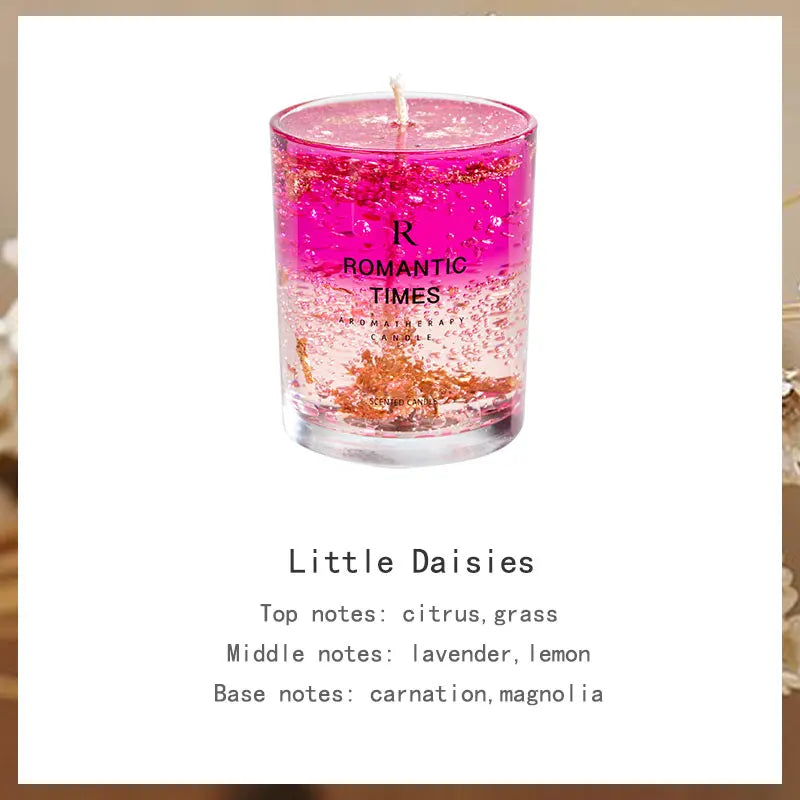 Flower Fruit Essential Oil Scented Candle Transparent Gold Foil Wedding Decoration Candle Smokeless Aromatherapy Home Candles