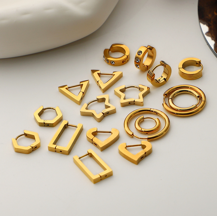 Fashion Statement Stud Earrings Gold Hoops Earring 18k Gold Earrings Jewellery Stainless Steel Jewelry