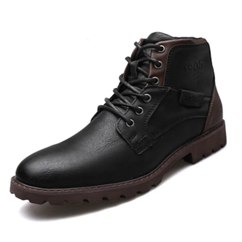 RayZing Men Boots Spring Winter Boot American Style Vintage Fashion Shoes for Man Big Sizes 39-48 Boots With Side Zipper